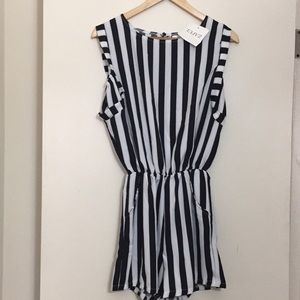 Zaful Black and White Striped Romper
